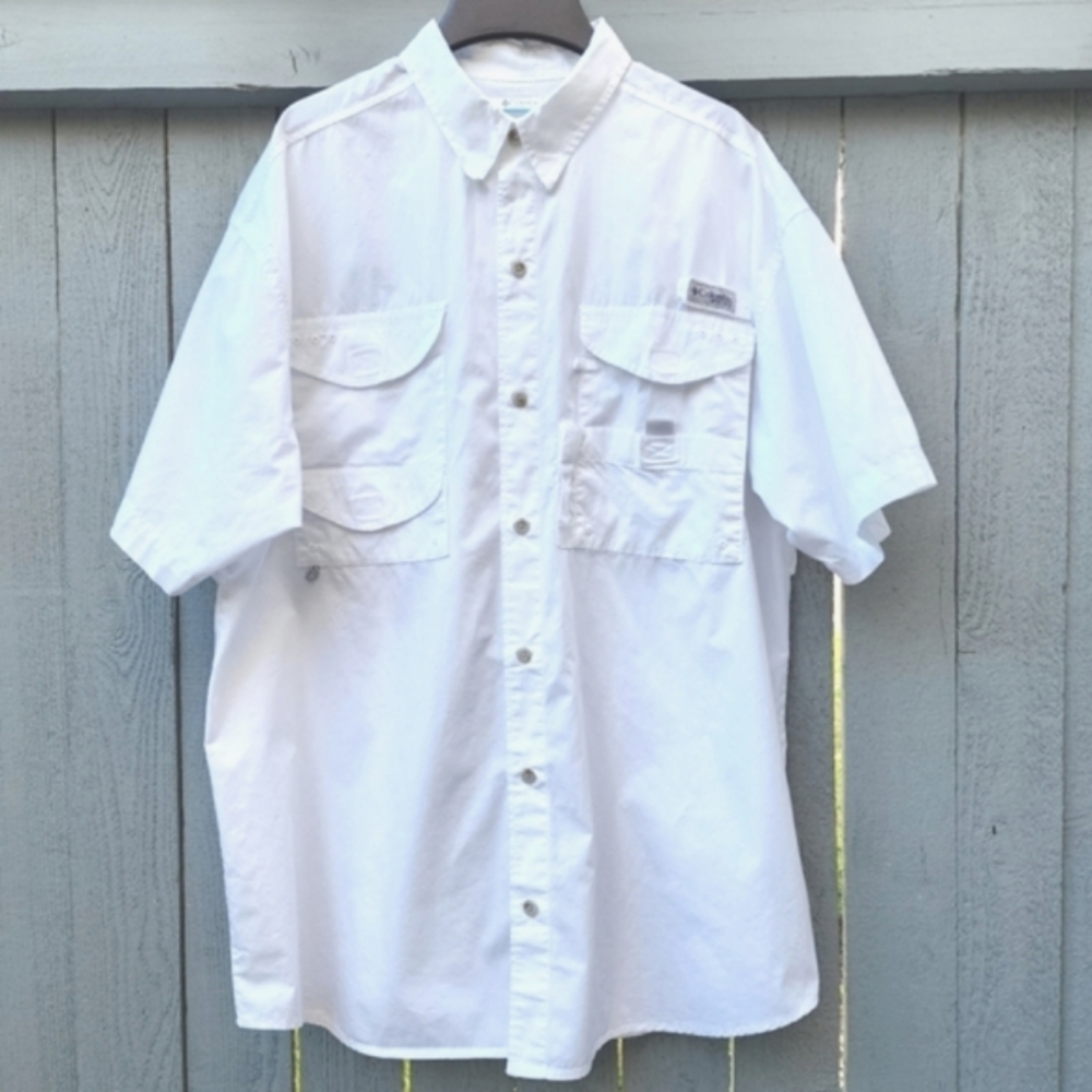 Columbia PFG White Shortsleeve Shirt Size L